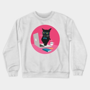 Work From Home Cat (Circle Design) Crewneck Sweatshirt